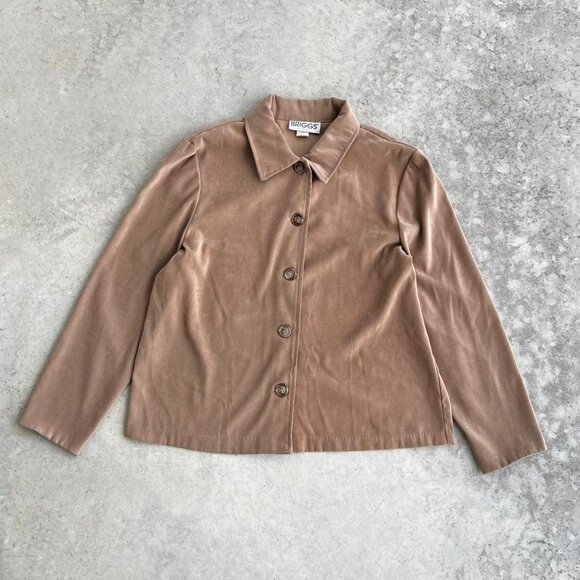 Vintage 90s Y2K Tan Camel Jacket Briggs Women's Large - Picture 1 of 8